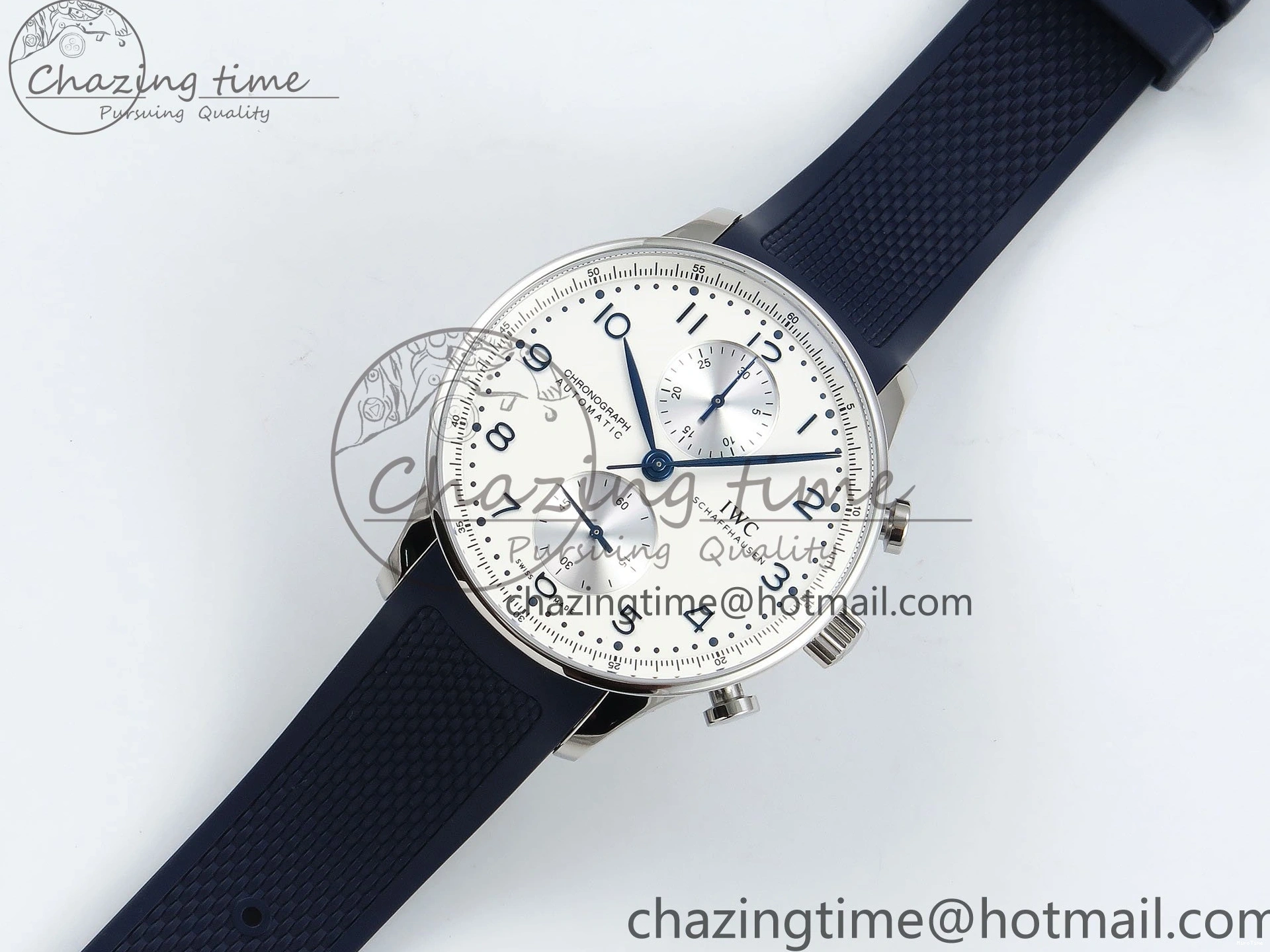 MIROTIME 0211 Casual Portuguese Chrono IW3716 Z+F 1:1 Best Edition White Dial on Blue Rubber Strap A 7016